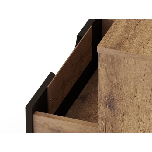 Table de chevet moderne du milieu du siècle Rockefeller en bois gris texturé et naturel