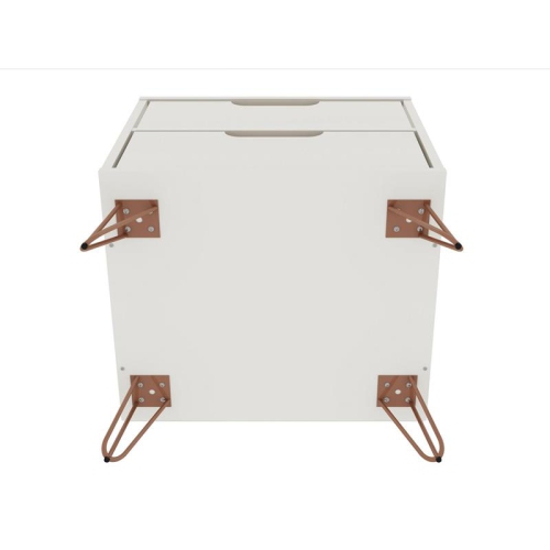 Rockefeller Wood Nightstand in Off White & Nature
