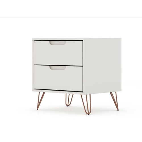 Rockefeller Wood Nightstand in Off White & Nature
