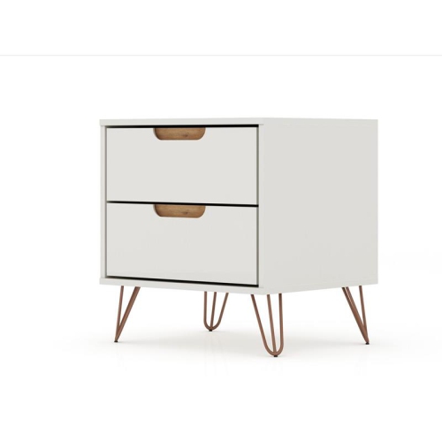Rockefeller Wood Nightstand in Off White & Nature