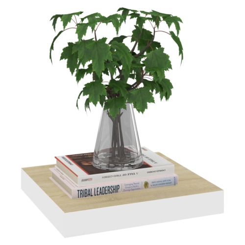 vidaXL Floating Wall Shelf Oak and White 9.1"x9.3"x1.5" MDF