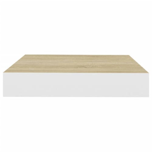 vidaXL Floating Wall Shelf Oak and White 9.1"x9.3"x1.5" MDF
