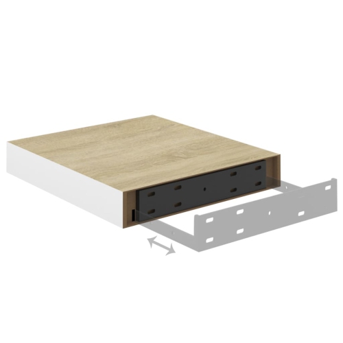 vidaXL Floating Wall Shelf Oak and White 9.1"x9.3"x1.5" MDF