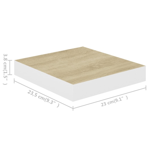 vidaXL Floating Wall Shelves 4 pcs Oak and White 9.1"x9.3"x1.5" MDF