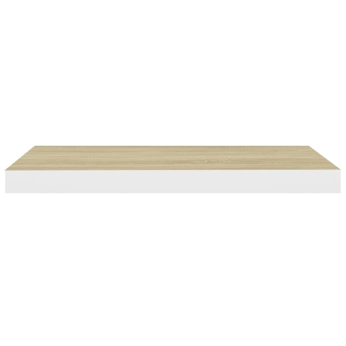 vidaXL Floating Wall Shelves 2 pcs Oak and White 23.6"x9.3"x1.5" MDF