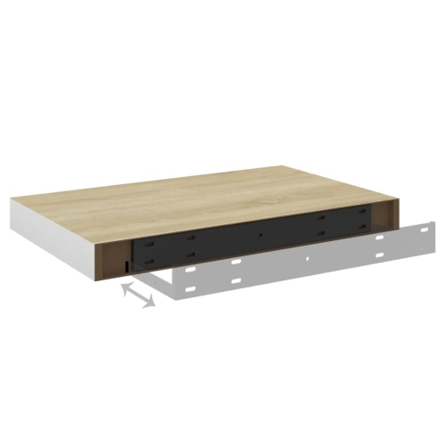 Étagère murale flottante VidaXL, chêne et blanc, MDF 15.7 x 9,1 x 1,5 po