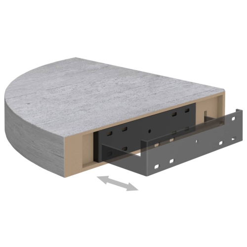 vidaXL Wall Corner Shelf Concrete Gray 13.7"x13.7"x1.4" MDF