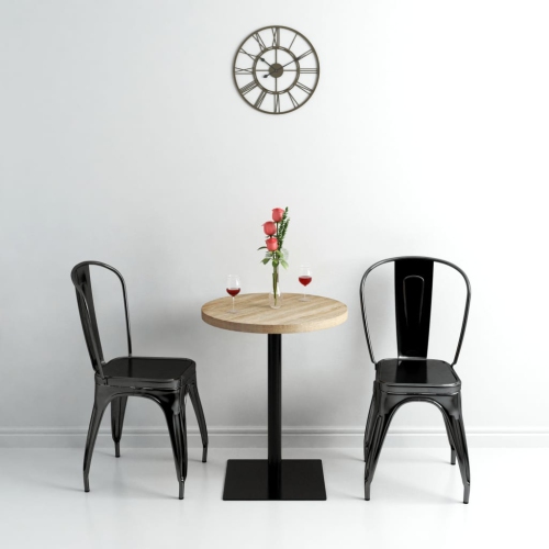 vidaXL Bistro Table MDF and Steel Round 23.6"x29.5" Oak Color