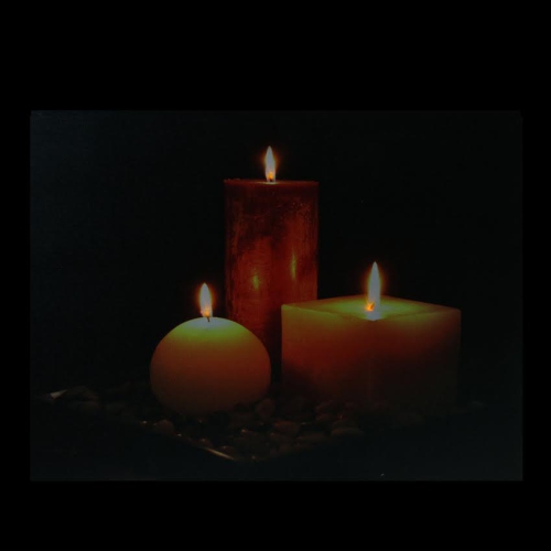 LED Lighted Tranquil Zen Triple Candles Canvas Wall Art 12" x 15.75"