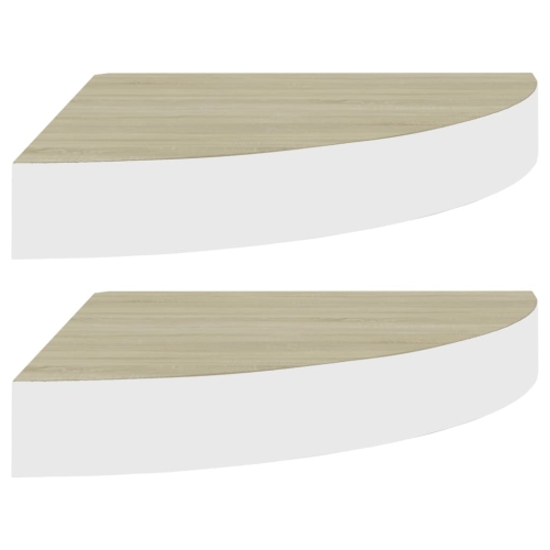 vidaXL Wall Corner Shelves 2 pcs Oak and White 9.8"x9.8"x1.4" MDF