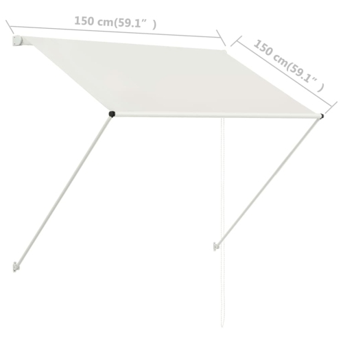 vidaXL Retractable Awning 59.1"x59.1" Cream