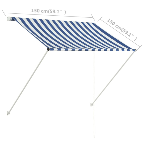 vidaXL Retractable Awning 59.1"x59.1" Blue and White