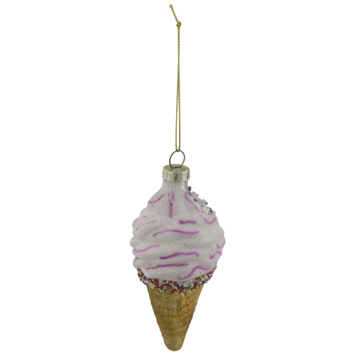 4" Vanilla Ice Cream Cone Glass Christmas Ornament