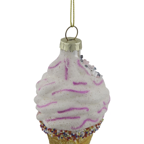 4" Vanilla Ice Cream Cone Glass Christmas Ornament