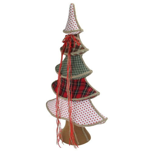 31.5" Red and Green Plaid Whimsical Christmas Tree Decoration
