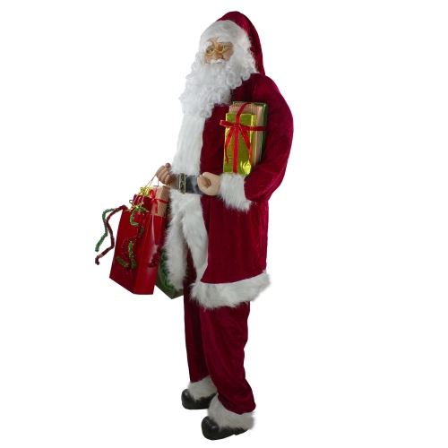 6' Red and White Standing Santa Claus with Presents Christmas Figurine