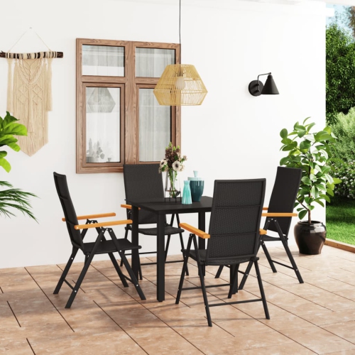 VIDAXL  5 Piece Patio Dining Set Black And In Brown