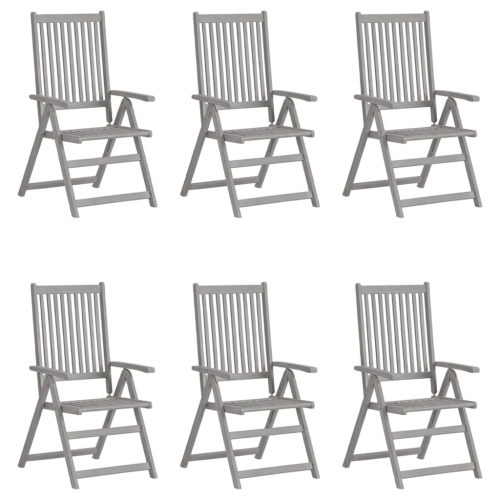 Chaises inclinables de patio VidaXL 6 pièces avec coussins en bois d’acacia massif