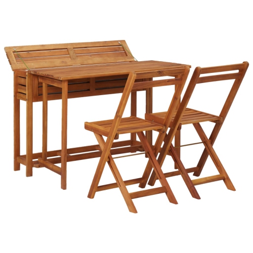 vidaXL Balcony Planter Table with 2 Bistro Chairs Solid Acacia Wood