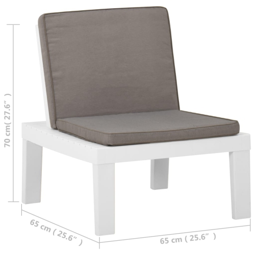 vidaXL Patio Lounge Chair with Cushion Plastic White