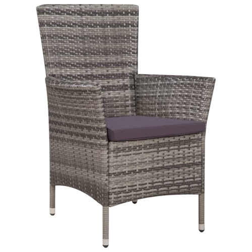Chaise de patio et tabouret VidaXL avec coussins en rotin gris