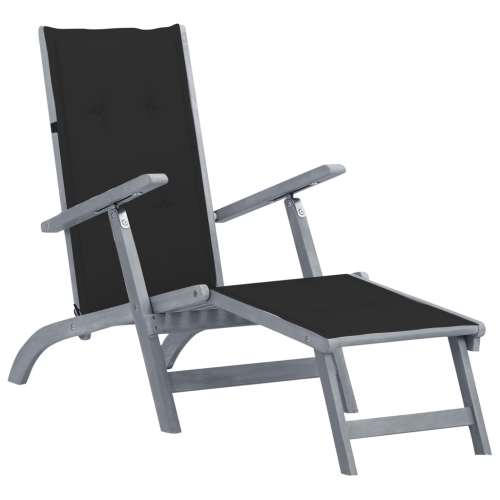VIDAXL  Patio Deck Chair With Footrest And Cushion Solid Acacia Wood