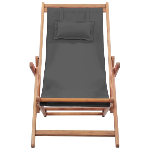 vidaXL Folding Beach Chair Fabric and Wooden Frame Gray