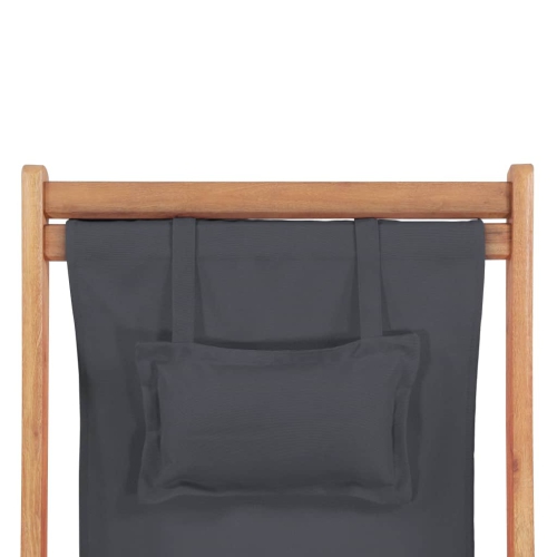vidaXL Folding Beach Chair Fabric and Wooden Frame Gray
