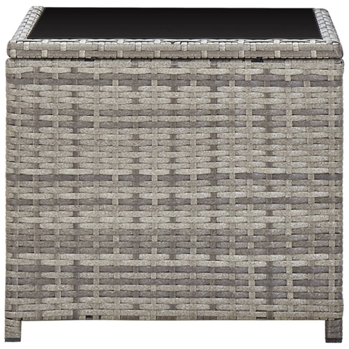 vidaXL Coffee Table Gray 17.7"x17.7"x15.7" Poly Rattan and Glass