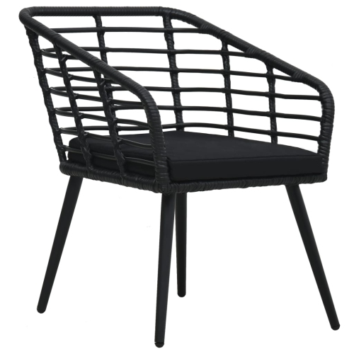 vidaXL Patio Chairs with Cushions 2 pcs Poly Rattan Black