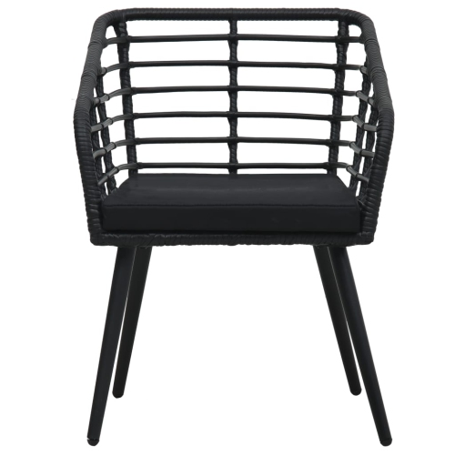 vidaXL Patio Chairs with Cushions 2 pcs Poly Rattan Black
