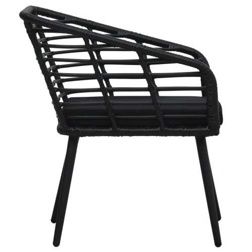vidaXL Patio Chairs with Cushions 2 pcs Poly Rattan Black