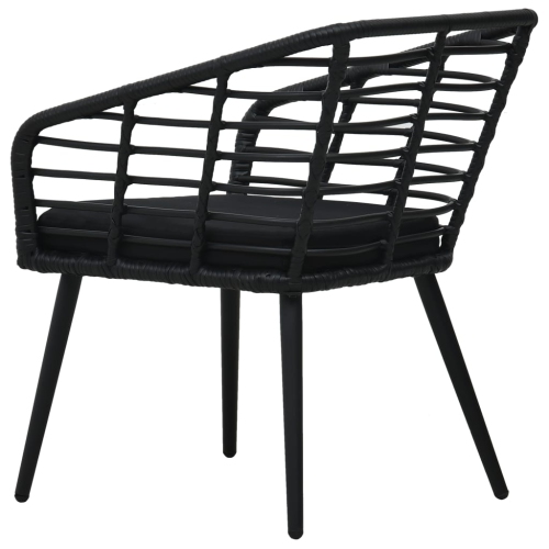 vidaXL Patio Chairs with Cushions 2 pcs Poly Rattan Black