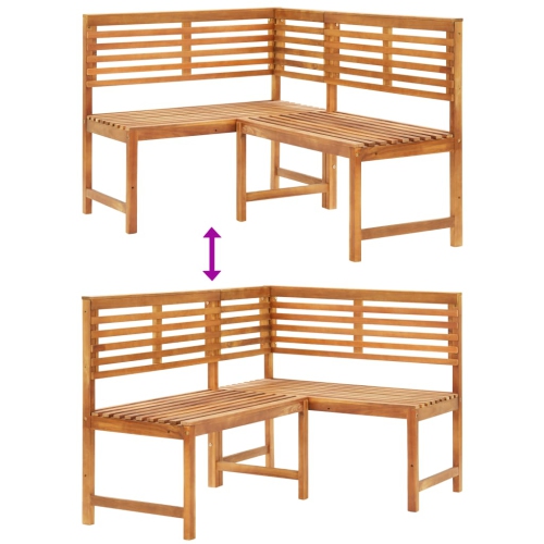vidaXL Patio Corner Bench 55.1" Solid Acacia Wood