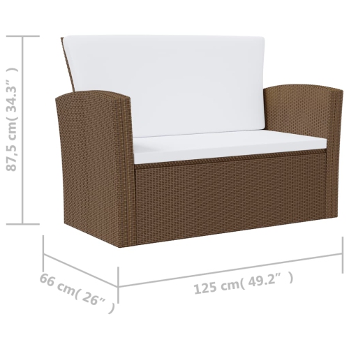 vidaXL 16 Piece Patio Lounge Set with Cushions Poly Rattan Brown