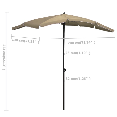 vidaXL Garden Parasol with Pole 78.7"x51.2" Taupe