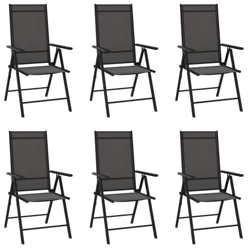 VIDAXL  Folding Patio Chairs 6 PCs Textilene In Black
