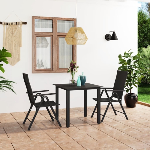 VIDAXL  3 Piece Patio Dining Set In Black
