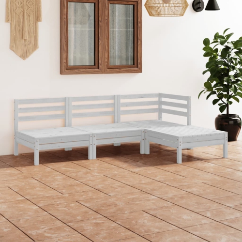 Ensemble patio de 4 pièces avec chaise longue de couleur blanc uni Vinewood XL