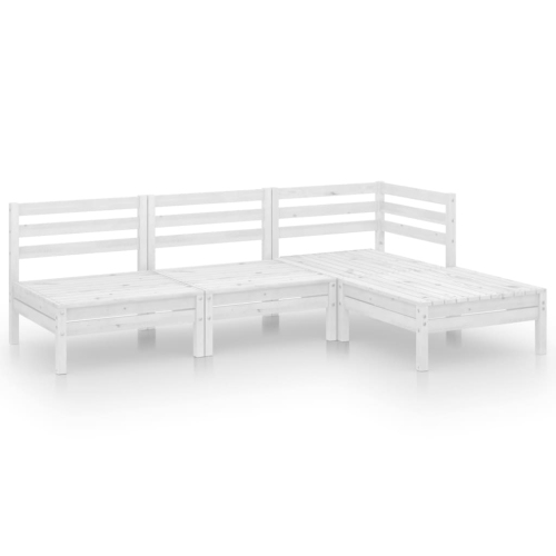 Ensemble patio de 4 pièces avec chaise longue de couleur blanc uni Vinewood XL