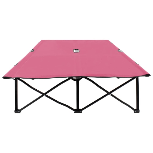 vidaXL Two Person Folding Sun Lounger Pink Steel