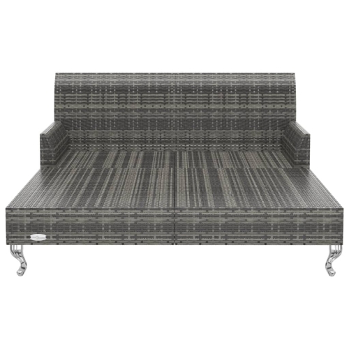 vidaXL 2-Person Patio Sun Bed with Cushions Poly Rattan Gray