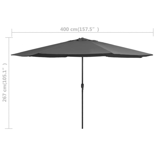 vidaXL Outdoor Parasol with Metal Pole 157.5" Anthracite