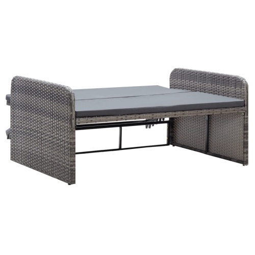 vidaXL 2 Piece Patio Lounge Set with Cushions Poly Rattan Gray