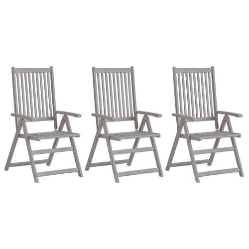Chaises inclinables de patio VidaXL 3 pièces avec coussins en bois d’acacia massif