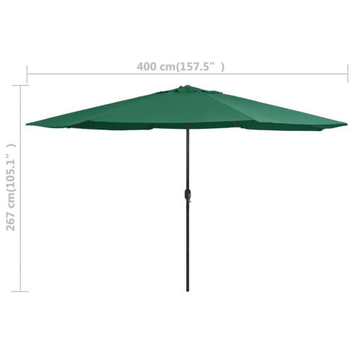 vidaXL Outdoor Parasol with Metal Pole 157.5" Green