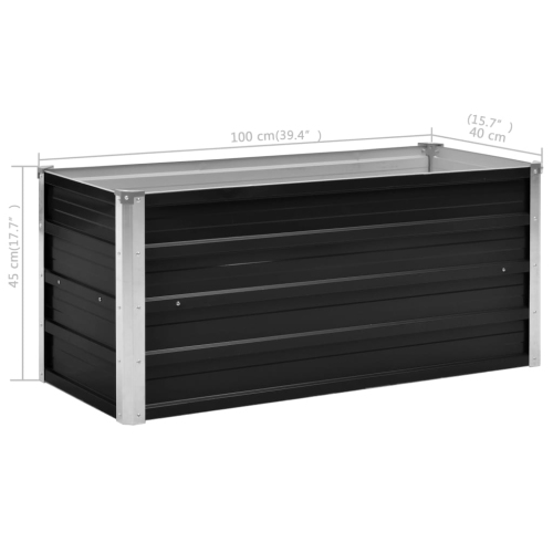 vidaXL Garden Raised Bed Anthracite 39.4"x15.7"x17.7" Galvanized Steel