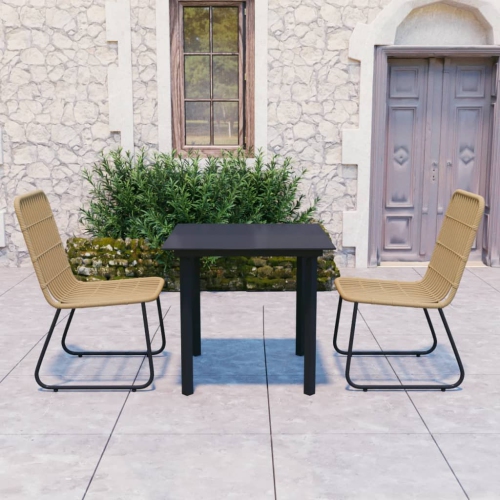 VIDAXL  3 Piece Patio Dining Set Poly Rattan And Glass
