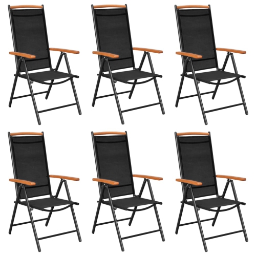 VIDAXL  Folding Patio Chairs 6 PCs Textilene In Black