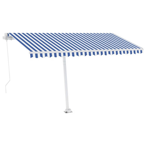 vidaXL Freestanding Manual Retractable Awning 157.5"x118.1" Blue/White